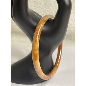 Opalescent Brown Swirl Glass Bangle 8”